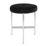 Lumisource Chloe Contemporary Vanity Stool in Chrome and Black Velvet