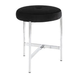 Lumisource Chloe Contemporary Vanity Stool in Chrome and Black Velvet