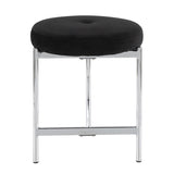 Lumisource Chloe Contemporary Vanity Stool in Chrome and Black Velvet