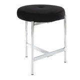 Lumisource Chloe Contemporary Vanity Stool in Chrome and Black Velvet