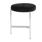 Lumisource Chloe Contemporary Vanity Stool in Chrome and Black Velvet