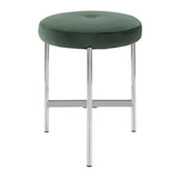 Lumisource Chloe Contemporary Vanity Stool in Chrome and Green Velvet