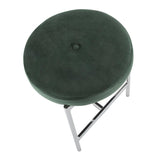 Lumisource Chloe Contemporary Vanity Stool in Chrome and Green Velvet