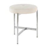 Lumisource Chloe Contemporary Vanity Stool in Chrome and White Velvet