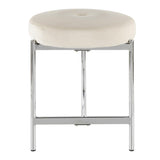 Lumisource Chloe Contemporary Vanity Stool in Chrome and White Velvet