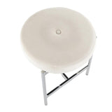 Lumisource Chloe Contemporary Vanity Stool in Chrome and White Velvet