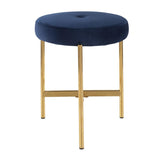 Lumisource Chloe Contemporary Vanity Stool in Gold Metal and Blue Velvet