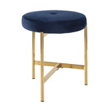 Lumisource Chloe Contemporary Vanity Stool in Gold Metal and Blue Velvet