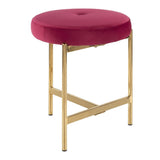 Lumisource Chloe Contemporary Vanity Stool in Gold Metal and Blush Pink Velvet