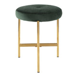 Lumisource Chloe Contemporary Vanity Stool in Gold Metal and Green Velvet