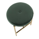 Lumisource Chloe Contemporary Vanity Stool in Gold Metal and Green Velvet