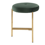 Lumisource Chloe Contemporary Vanity Stool in Gold Metal and Green Velvet