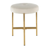 Lumisource Chloe Contemporary Vanity Stool in Gold Metal and White Velvet