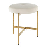 Lumisource Chloe Contemporary Vanity Stool in Gold Metal and White Velvet