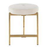 Lumisource Chloe Contemporary Vanity Stool in Gold Metal and White Velvet