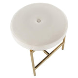 Lumisource Chloe Contemporary Vanity Stool in Gold Metal and White Velvet