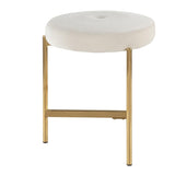 Lumisource Chloe Contemporary Vanity Stool in Gold Metal and White Velvet