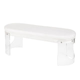 Lumisource Clarity Contemporary/Glam Bench in Clear Acrylic and White Velvet