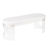 Lumisource Clarity Contemporary/Glam Bench in Clear Acrylic and White Velvet