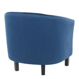 Lumisource Claudia Contemporary Accent Chair in Black Wooden Legs and Blue Satin