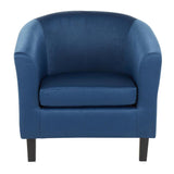 Lumisource Claudia Contemporary Accent Chair in Black Wooden Legs and Blue Satin