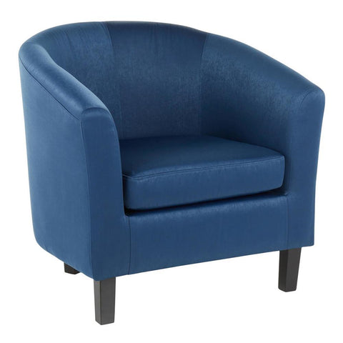 Lumisource Claudia Contemporary Accent Chair in Black Wooden Legs and Blue Satin