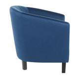 Lumisource Claudia Contemporary Accent Chair in Black Wooden Legs and Blue Satin