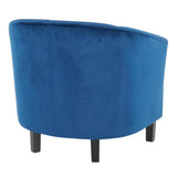 Lumisource Claudia Contemporary Accent Chair in Black Wooden Legs and Blue Velvet