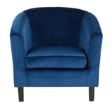 Lumisource Claudia Contemporary Accent Chair in Black Wooden Legs and Blue Velvet