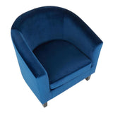 Lumisource Claudia Contemporary Accent Chair in Black Wooden Legs and Blue Velvet