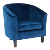 Lumisource Claudia Contemporary Accent Chair in Black Wooden Legs and Blue Velvet