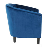 Lumisource Claudia Contemporary Accent Chair in Black Wooden Legs and Blue Velvet