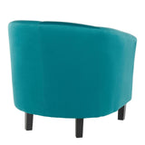 Lumisource Claudia Contemporary Accent Chair in Black Wooden Legs and Green Satin