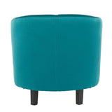 Lumisource Claudia Contemporary Accent Chair in Black Wooden Legs and Green Satin