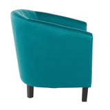 Lumisource Claudia Contemporary Accent Chair in Black Wooden Legs and Green Satin