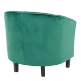 Lumisource Claudia Contemporary Accent Chair in Black Wooden Legs and Green Velvet