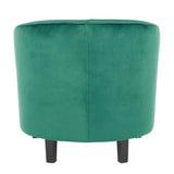 Lumisource Claudia Contemporary Accent Chair in Black Wooden Legs and Green Velvet