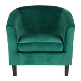 Lumisource Claudia Contemporary Accent Chair in Black Wooden Legs and Green Velvet