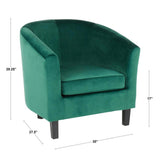 Lumisource Claudia Contemporary Accent Chair in Black Wooden Legs and Green Velvet