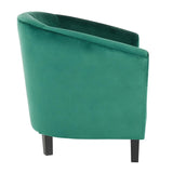 Lumisource Claudia Contemporary Accent Chair in Black Wooden Legs and Green Velvet