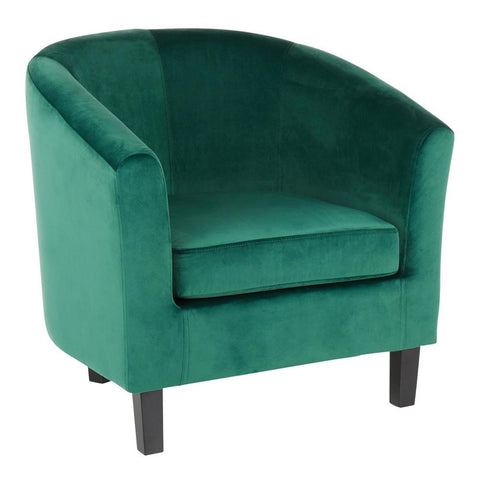 Lumisource Claudia Contemporary Accent Chair in Black Wooden Legs and Green Velvet