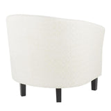 Lumisource Claudia Contemporary Barrel Chair in Black Wood and Cream Fabric with Cream Accent