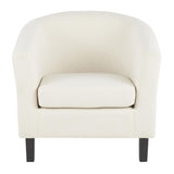 Lumisource Claudia Contemporary Barrel Chair in Black Wood and Cream Fabric with Cream Accent