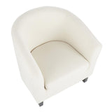 Lumisource Claudia Contemporary Barrel Chair in Black Wood and Cream Fabric with Cream Accent