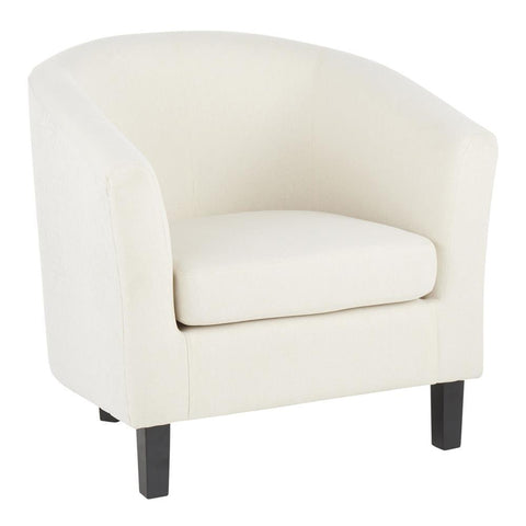 Lumisource Claudia Contemporary Barrel Chair in Black Wood and Cream Fabric with Cream Accent