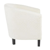 Lumisource Claudia Contemporary Barrel Chair in Black Wood and Cream Fabric with Cream Accent