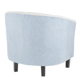 Lumisource Claudia Contemporary Barrel Chair in Black Wood and Light Grey Fabric with Light Blue Accent