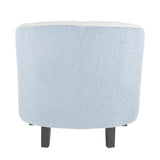 Lumisource Claudia Contemporary Barrel Chair in Black Wood and Light Grey Fabric with Light Blue Accent