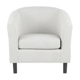 Lumisource Claudia Contemporary Barrel Chair in Black Wood and Light Grey Fabric with Light Blue Accent