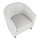 Lumisource Claudia Contemporary Barrel Chair in Black Wood and Light Grey Fabric with Light Blue Accent